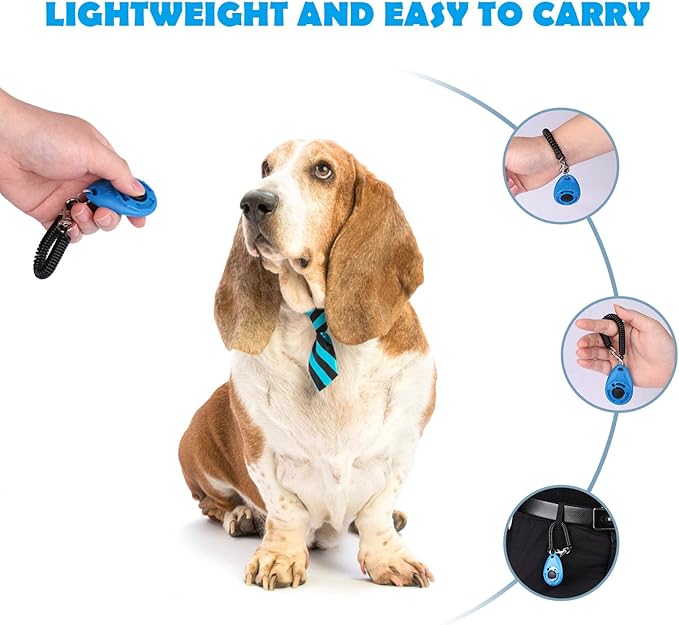 Dog Training Clicker with Wrist Strap - OYEFLY Durable Lightweight Easy to Use, Pet Training Clicker for Cats Puppy Birds Horses. Perfect for Behavioral Training 2-Pack (Red and Blue)-PawvioPets