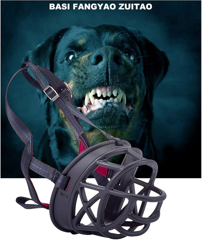 Dog Muzzle Breathable Basket Muzzles for Large and X-Large Dogs, Stop Biting, Barking and Chewing, Best for Aggressive Dogs Black Brown (Black Rubber, XL)-PawvioPets