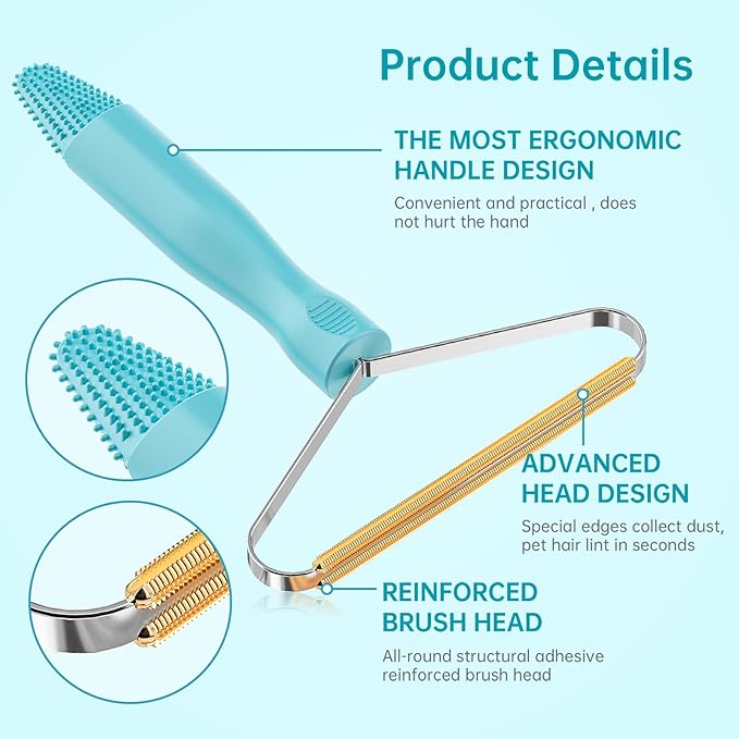 3-Pack Pet Hair Removal Tool,Dog Cat Hair Remover,Lint Shaver Cleaner Pro,Fur Removal Tool,Portable Carpet Scraper,Carpet Rake,Pet Hair Brush for Carpet,Clothes,Car Mats,Couch,Pet Bed,Furniture-PawvioPets