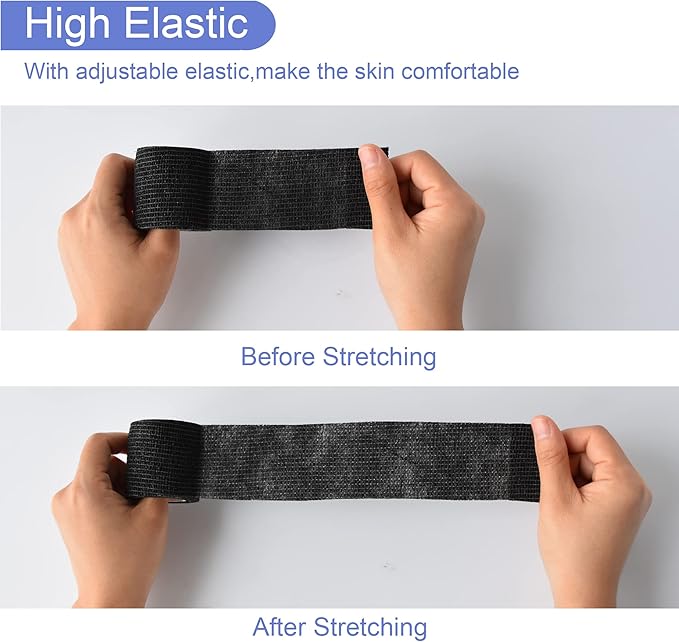 9 Pack 2" x 5 Yards Self Adhesive Bandage Wrap Self Stick Wrap for Ankle, Wrist, Finger, Sports, Breathable Cohesive Vet Tape for Pets (Black)-PawvioPets