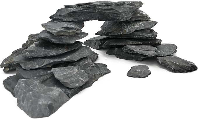 Aquarium Rocks 10LB Natural Slate Rock for Aquarium Landscaping for Terrariums, Reptile Habitats & Creative Aquascaping-3 to 8 Inches-PawvioPets
