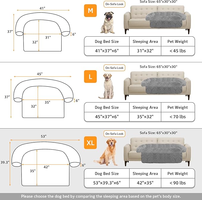 GGIB Calming Dog Bed Fluffy Plush Dog Mat for Furniture Protector with Removable Washable Cover for Large Medium Small Dogs and Cats (Extra Large (53x39.3x6), Grey)-PawvioPets