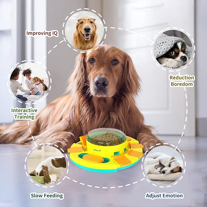 Dog Puzzle Toys for Dog Boredom and Mentally Stimulating, Interactive Slow Food Feeder Dispenser, Professional Level 2 in 1 for Large/Medium/Small Dog-PawvioPets