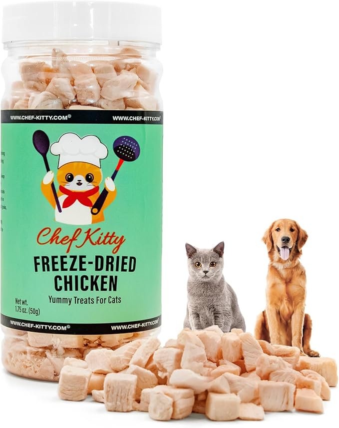 Freeze-Dried Chicken Treats for Cats & Dogs – 100% Human Grade, Single Ingredient, High-Protein, Healthy Snack – No Additives or Preservatives – 1.7oz - Inspected & Tested in USA-PawvioPets