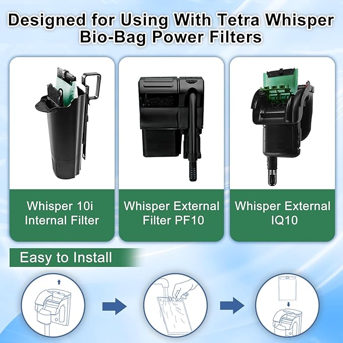 driamor 6 Pack Medium Filter Cartridges Replacement Compatible with Whisper 10i/IQ10/PF10 Aquarium Filter 5-10 Gallons-PawvioPets