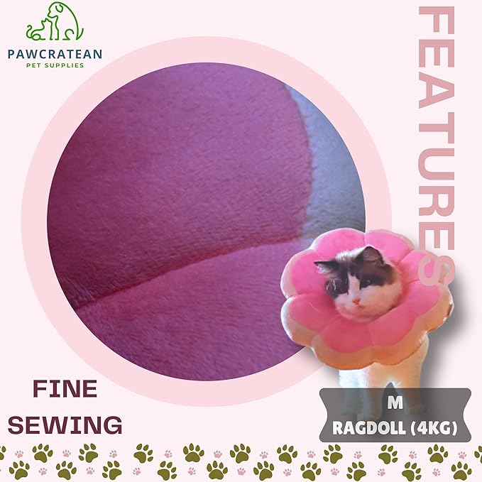 Adjustable Comfy Flower Style Elizabeth Collar for Cats and Puppies Soft Recovery Cone Pet Protective Neck Collar (Pink, Small)-PawvioPets