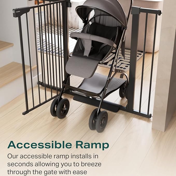 Cumbor 36" Extra Tall Baby Gate for Dogs and Kids with Wide 2-Way Door, 29.7"- 46" Width, and Auto Close Personal Safety for Babies and Pets, Fits Doorways, Stairs, and Entryways, Black-PawvioPets