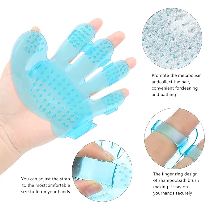 7-Piece Small Pet Grooming Kit with Brush, Nail Clippers, and Adjustable Strap for Rabbits, Hamsters, Guinea Pigs (Blue)-PawvioPets