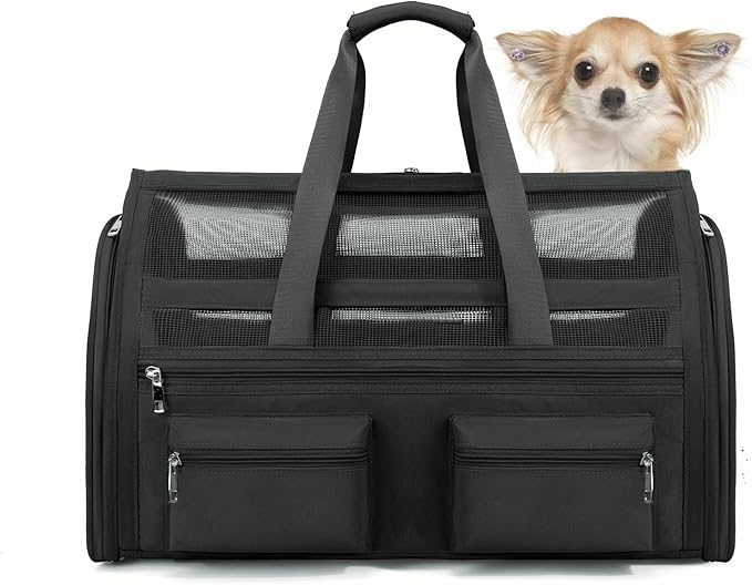 Cat Carrier Bag,Soft Sided Ventilated Pet Carrier for Small Dog Airline Approved Travel Puppy Carrier with Breathable Mesh, Foldable Portable for Outdoor Car-PawvioPets