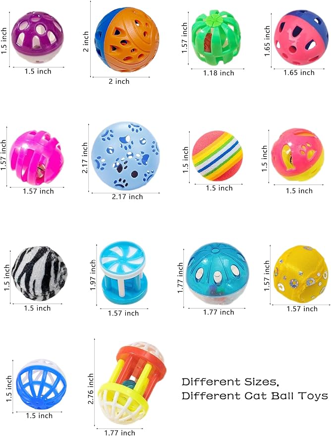 6-Pack Cat Toys for Indoor Cats, Playfully Content (1.5'', Basic Cat Toy Set)-PawvioPets