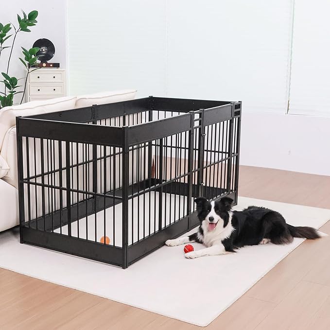Dog Playpen, 35.4" Height Dog Pen Indoor, Heavy Duty, Safe and Sturdy, Furniture Style Puppy Pen-PawvioPets