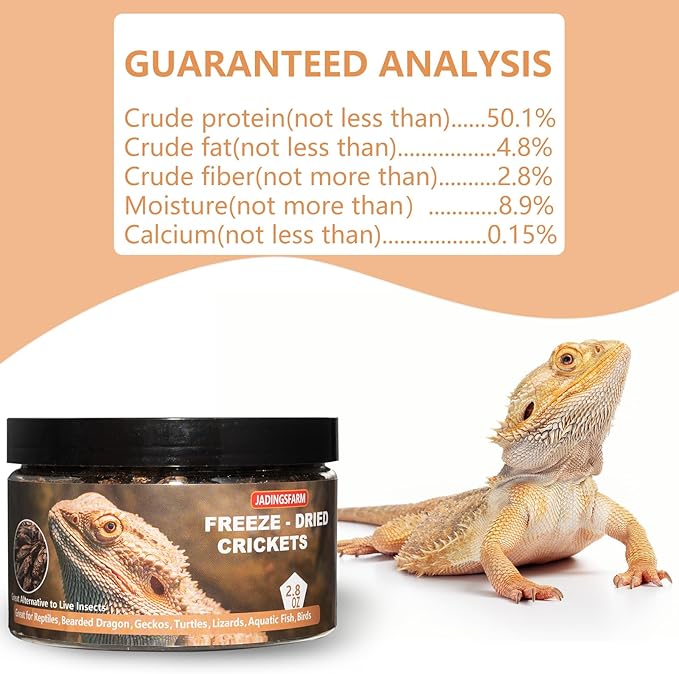 Freeze Dried Crickets – 2.8 Oz High Protein Freeze Dried Crickets, Food for Reptiles, Bearded Dragons, Lizards, Geckos, Birds, Fish,Hedgehogs, Bearded Dragon Food-PawvioPets