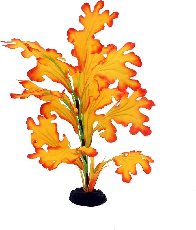 2-Pack 12 Inch Aquarium Silk Aquarium Plants, Artificial Plastic Plant for Small Tank, Goldfish, Fish Hides (Yellow, 12 Inch)-PawvioPets