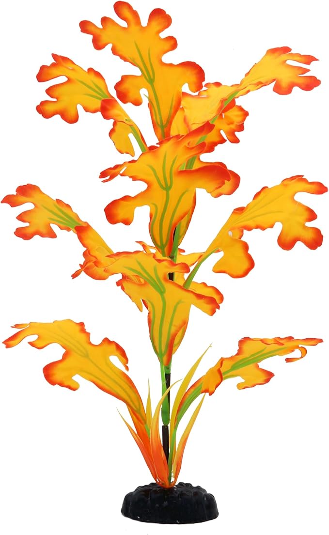 2-Pack 12 Inch Aquarium Silk Aquarium Plants, Artificial Plastic Plant for Small Tank, Goldfish, Fish Hides (Yellow, 12 Inch)-PawvioPets