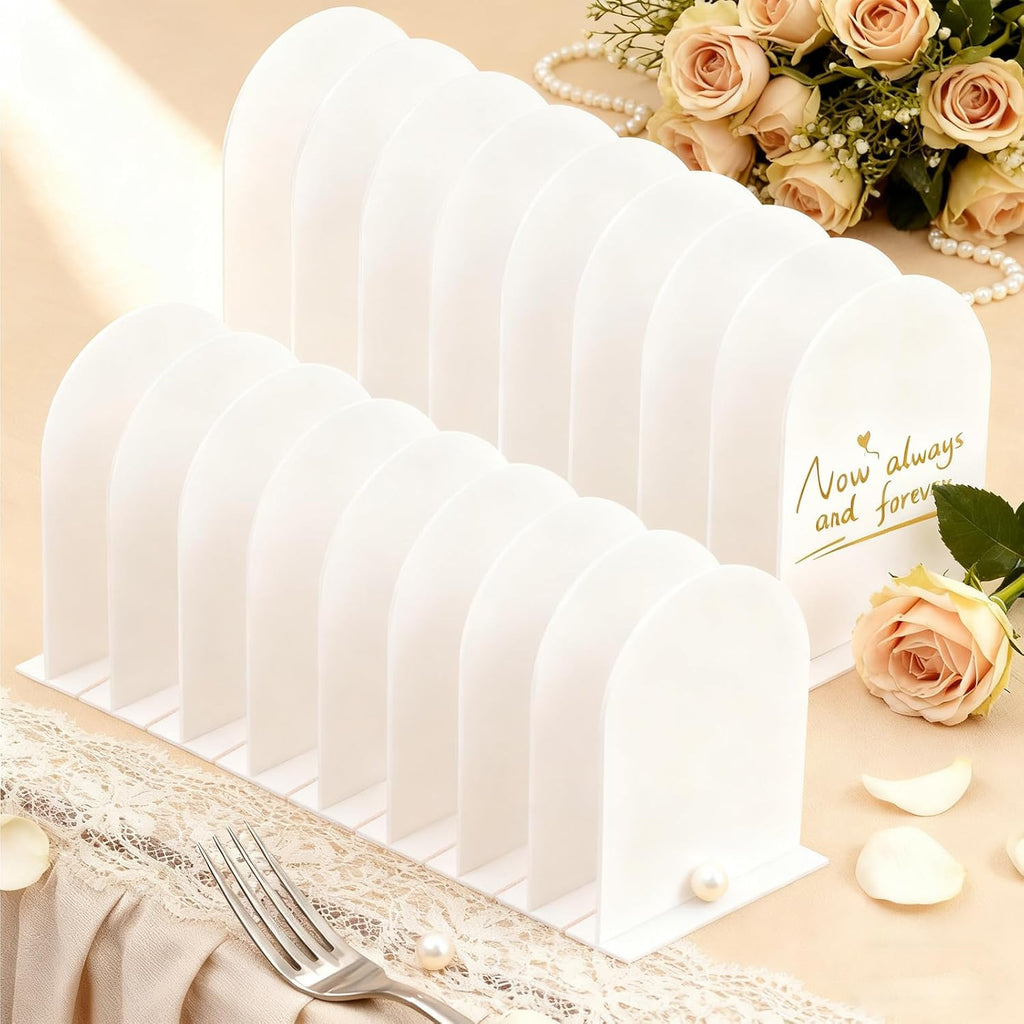 18 Pack Acrylic Wedding Signs 5 x 7 Inch DIY Blank Table Number with Base White Arch Shape Menu Board for Party Anniversary Event Restaurant Cafe Decoration