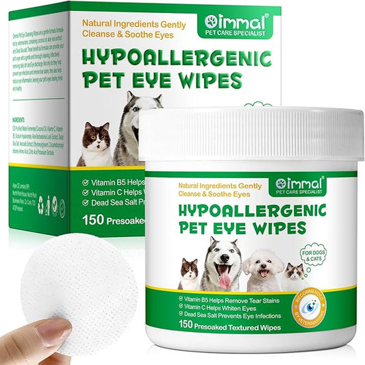 Dog Eye Wipes, 150PCs Eye Cleaning Wipes for Dogs & Cats Remove Dog Tear Stain, Dried Mucus Secretions, Discharge & Crust, Cleaning Wipe - Pet Gentle Care Supplies Diposable Wipes for Eyes, Face, Paws-PawvioPets