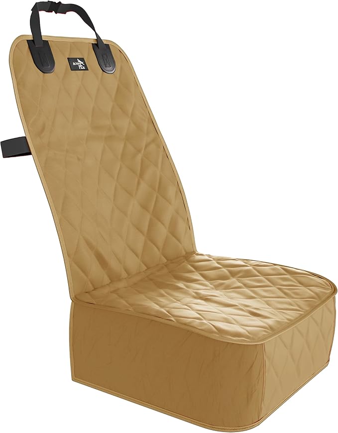 Active Pets Dog Car Seat Cover, Waterproof Front Seat Protector for SUV Truck Sedan, Pet Safety Travel Comfort System with Universal Fit, Beige-PawvioPets