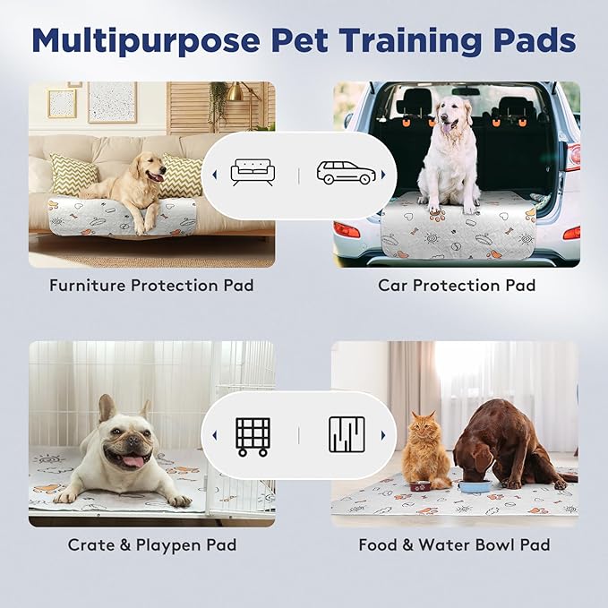 FURTIME Washable Pee Pads for Dogs, 2 Pack Large 41''x41'' Super Absorbent Reusable Dog Training Pads, 100% Waterproof Non-Slip Whelping Playpen Crate Mat Bed Products Gray (Gray Puppy Pads-41x41)-PawvioPets