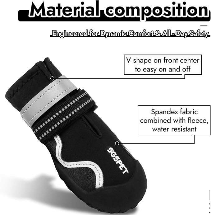 Dog Shoes, Waterproof Dog Boots & Paw Protectors with Anti-Slip Sole, 4pcs/Set Pet Dog Booties, Reflective Dog Shoes for Small Medium Large, Winter Snowy Summer Hot Pavement (Black, 8# (2XL))-PawvioPets