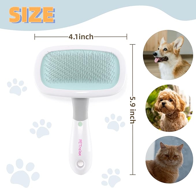 360°Rotating Dog and Cat Brush with Soft Pins Gentle Slicker Brush for Small Dogs Puppies Yorkies Poodles Cats Removes Loose Fur-PawvioPets