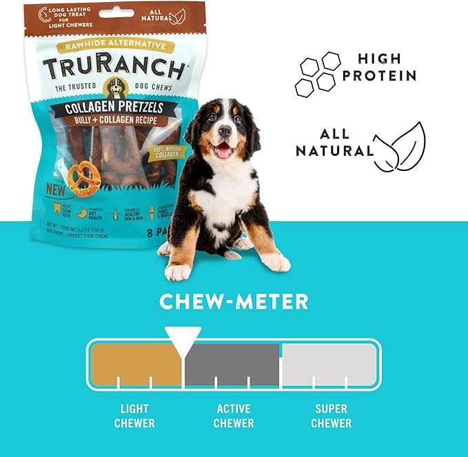 Collagen Pretzels, Bully - Collagen Dog Treats - Dog Pretzel Treats - Long Lasting Healthy Joint Support - Rawhide Alternative - Skin & Coat Health, Value Pack, 3 Bags, 24 Count-PawvioPets