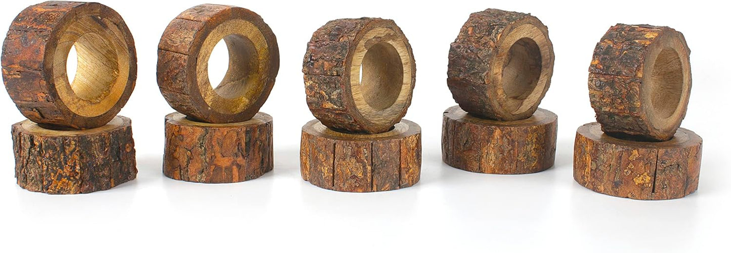 Farmhouse Rustic Wood Napkin Rings Set of 12 - Wooden Napkin Rings for Dinner Table Decoration, Wedding Dinner Party Banquet and Catering Party Services Table Decorations (Brown) - CLEENTABLE