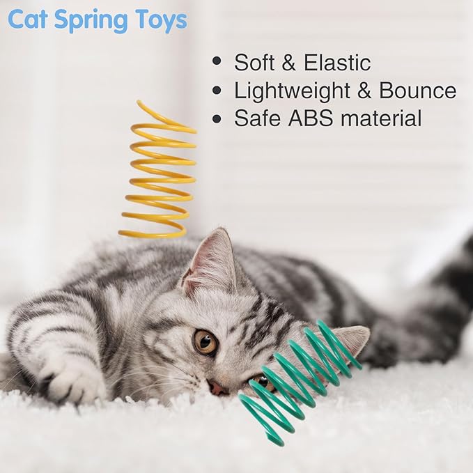 24PCS 12Colors Cat Spring Toys for Indoor Cats, Interactive Coil Springs for Self Play, Durable Heavy Plastic Cat Spiral Spring, Hunting, Biting, Swatting Creative Kitten Toy.-PawvioPets