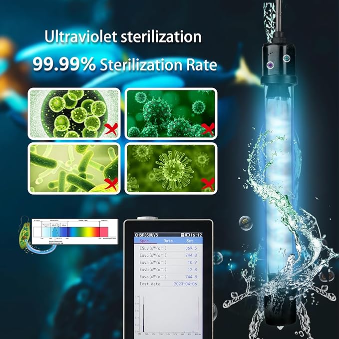 600GPH UV Aquarium Filter for 75-300 Gal Tank, Large Fish Turtle Tank Green Water Clean Machine Submersible Canister Filter Powerful Pump Pond Filter for Saltwater Freshwater Crystal Green Killing-PawvioPets