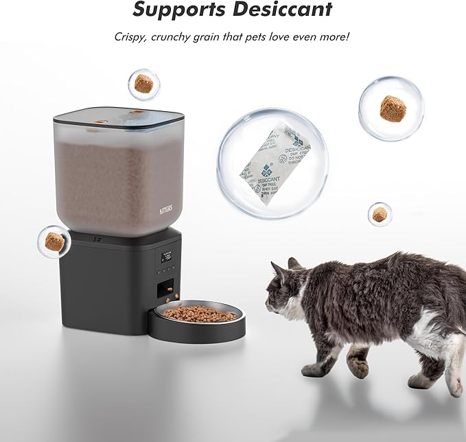 Automatic Dog Feeder - 8L/34 Cups Large Capacity Automatic Cat Food Dispenser with LCD Screen, Large Food Tray, Battery Operated, Timed Cat Feeder, Up to 50 Portions 6 Meals Per Day, Keeps Fresh-PawvioPets