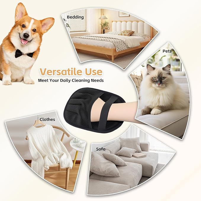 Electrostatic Pet Hair Remover Glove-Furniture/Couch/Carpet/Car Seat Hair Removal, Efficient Pet Grooming Glove for Dogs & Cats, Washable Reusable Static Removal Gloves for Pet Hair-PawvioPets