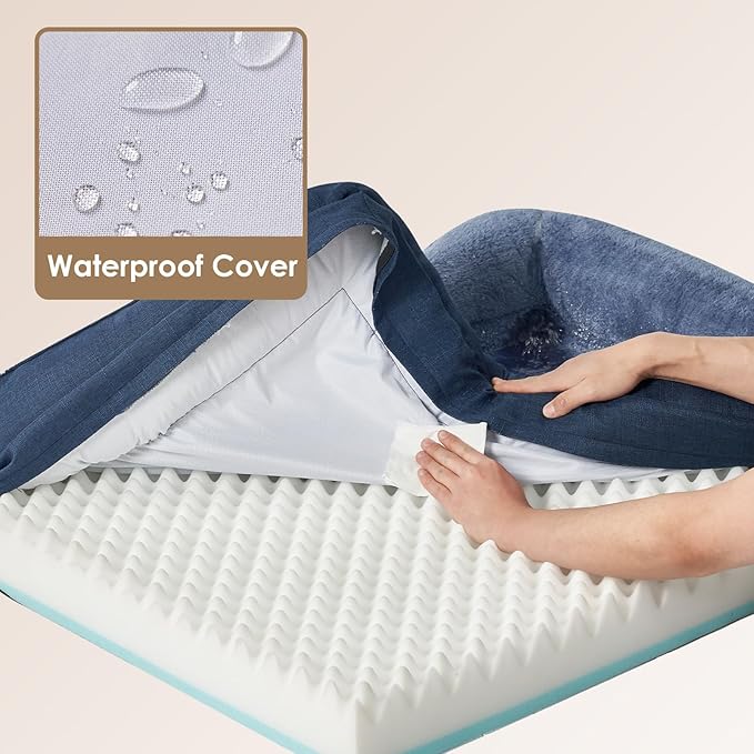 EHEYCIGA Memory Foam Dog Bed for Medium Size, Orthopedic Dog Sofa with Sides and Waterproof Liner, Washable Bolster Pet Couch with Removable Cover, 35x22x6.5 Inch, Navy-PawvioPets