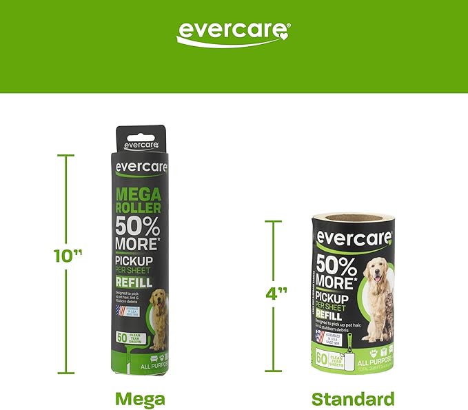Evercare Ultra Sticky Pet Mega Lint Roller Value Pack with Lint Roller and 2 Refill Rolls, 50 Sheets Each-PawvioPets