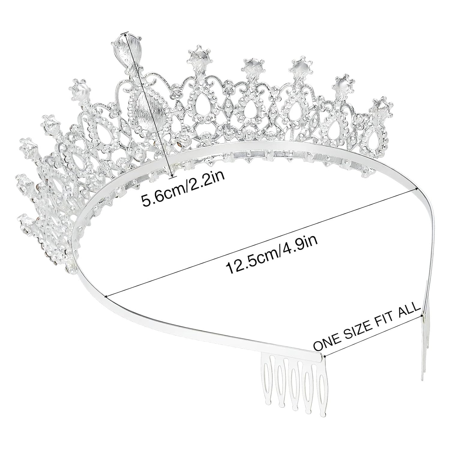 Makone Crowns for Women Princess Tiaras for Girls Queen Crown and Comb Tiara for Wedding Birthday Pageant Bridal Prom Christmas Gift (Style5-Silver)