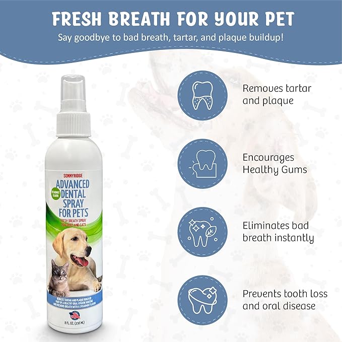 Dog Dental Spray Removes Tartar, Plaque and Freshens Breath Instantly. The Most Advanced Dental Spray for Healthy Teeth, Gums and Oral Health Care for Your Dog, Cat or Pet - 1-8 oz. Bottle-PawvioPets