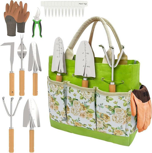 20-Piece Gardening Tools with Fashion and Durable Storage Bag - Heavy Duty Garden Tools Stainless Steel Rust-Proof Ergonomic Garden Tool Set - Ideal Gifts for Women and Men - Portable Gardening Kit-PawvioPets