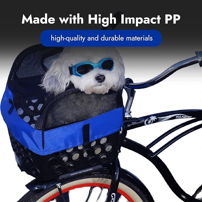 BiKASE Durable Dog Bike Basket & Carrier, Rear Mount Pet Basket for Bikes with Super Comfort Mat and Cover, Ideal for Small Dogs and Cats up to 12 lbs-PawvioPets