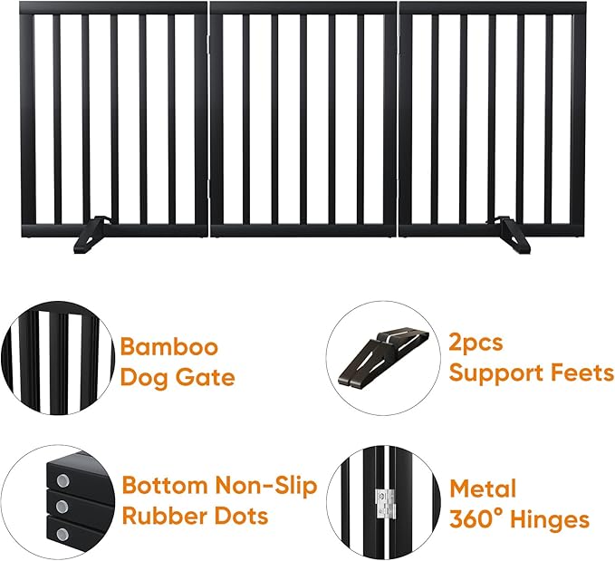 Black 18-55" Foldable Pet Gate for Stairs & Doorways, Puppy Gate Fence-PawvioPets