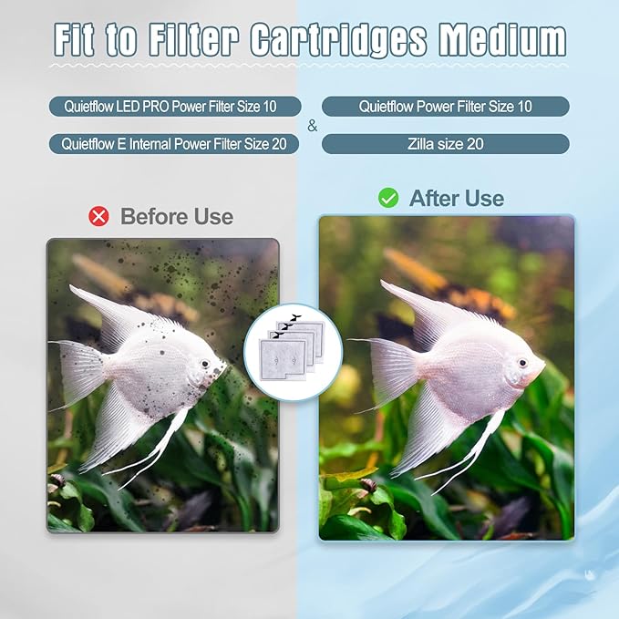 12 Pack Medium Filter Cartridges Compatible with Aqueon Replacement Filter Cartridges Compatible with Aqueon QuietFlow LED PRO Power Filter Size 10 & E Internal Power Filter Size 20 & Zilla Size 20-PawvioPets