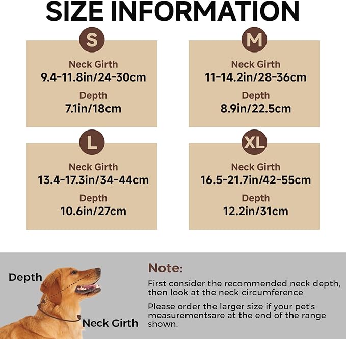 Dog Cone Collar M, Soft Cones for Large Medium Small Dogs,Adjustable Dog Cone Alternative to Stop Licking, Comfy Elizabethan Collar for After Surgery Wound Healing & Hot Spots Brown-PawvioPets