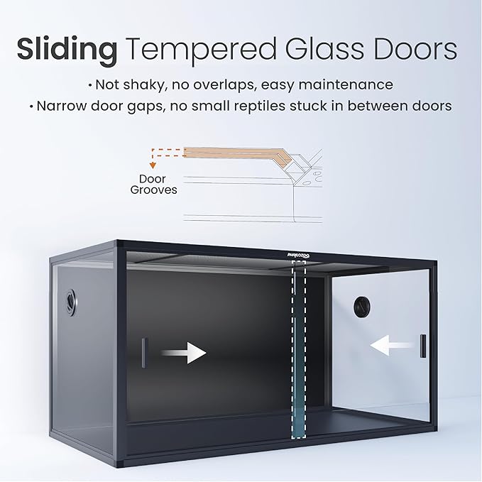 120 Gallon Bearded Dragon Tank,48" x 24" x 24" Reptile Tank with Sliding Door Top Screen Ventilation, Front Opening Reptile Enclosure for Easy Maintenance-PawvioPets