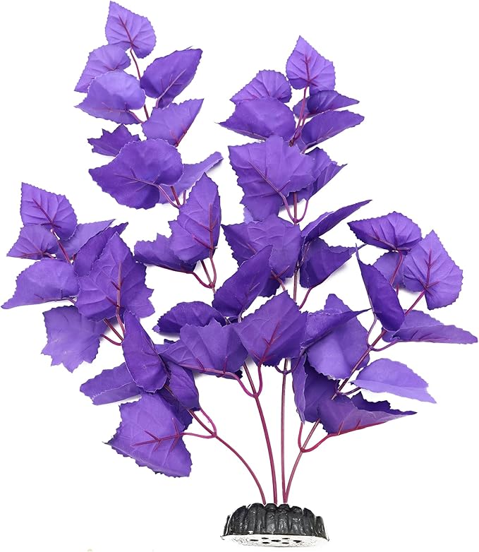 ALEGI Silk Aquarium Plants, 16 Inch Artificial Silk Plants Decorations for Fish Tank,Aquarium Décor Plastic Plants (Purple, 2 Pack)-PawvioPets