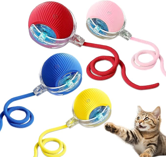 Cat Ball Toy,New Interactive Rolling Cats Dog Toy Balls 360° Smart Automatic Rolling Pet Ball, Fast Moving Toy for Dog,Interactive Toys for Cats (Pink)-PawvioPets