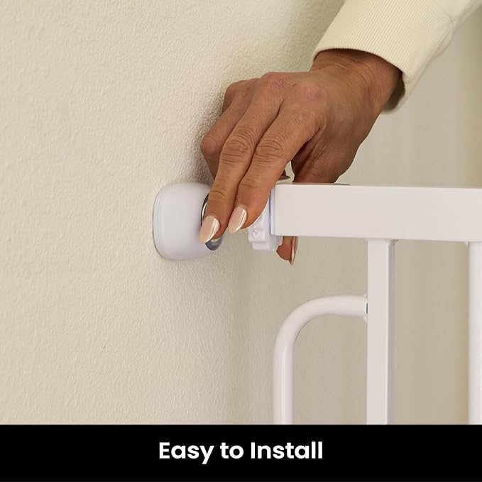 Cumbor 36" Extra Tall Baby Gate for Dogs and Kids with Wide 2-Way Door, 29.7"- 46" Width, and Auto Close Personal Safety for Babies and Pets, Fits Doorways, Stairs, and Entryways, White-PawvioPets