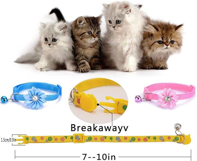 16 PCS Cute Cat Collars Breakaway with Bell for Boy Cats and Girl Cats Gifts-PawvioPets