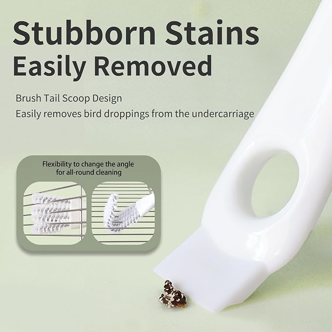 Bird Cage Cleaner with Long Handle & Shovel – Easy Bird Droppings Removal Brush for Parrot & Pet Cages & Bird Perch – Durable Cage Cleaning Tool & Accessory (2)-PawvioPets