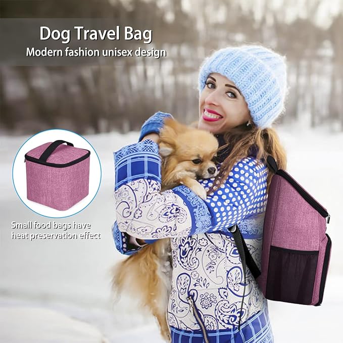 BAGLHER丨Dog Travel Bag, Airline Approved Pet Supplies Backpack, Dog Travel Backpack with 2 Silicone Collapsible Bowls and 2 Food Baskets-PawvioPets