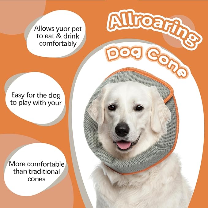 Dog Cone for Large Dogs After Surgery, Soft Dog Cone Collar for Dogs to Stop Licking, Adjustable Comfy E-Collar Alternative Lightweight Post-Surgery Recovery Elizabethan Collar for Pet-PawvioPets