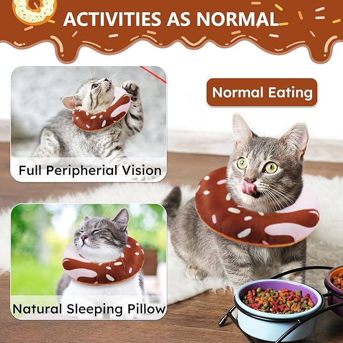 Cat Cone Collar Soft, Cat Recovery Collar for Wound Healing Cute Cat Adjustable Cat Cones to Stop Licking Comfortable Lightweight Neck Elizabethan Collars for Cats Purple-PawvioPets