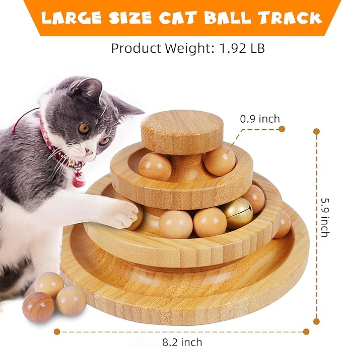 Cat Ball Track - 3-Level Cat Ball Tower with 9 Removable Balls for Interactive Play and Mental, Physical Exercise - Large Size-PawvioPets