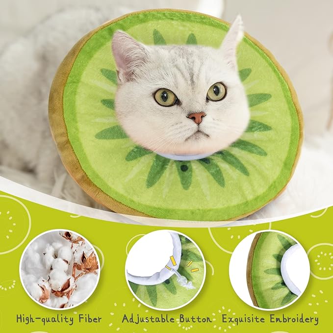 ANWA Adjustable Cat Cone Collar Soft, Cute Cat Donut Collar After Surgery, Kitten Recovery Cones to Stop Licking-PawvioPets